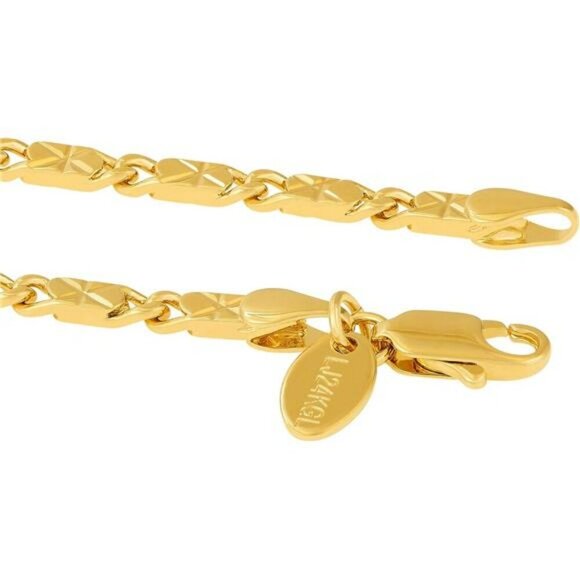 Lifetime Jewelry Gold Anklet 24K Plated Diamond Cut Flat Link Chain 4mm - Picture 6 of 8